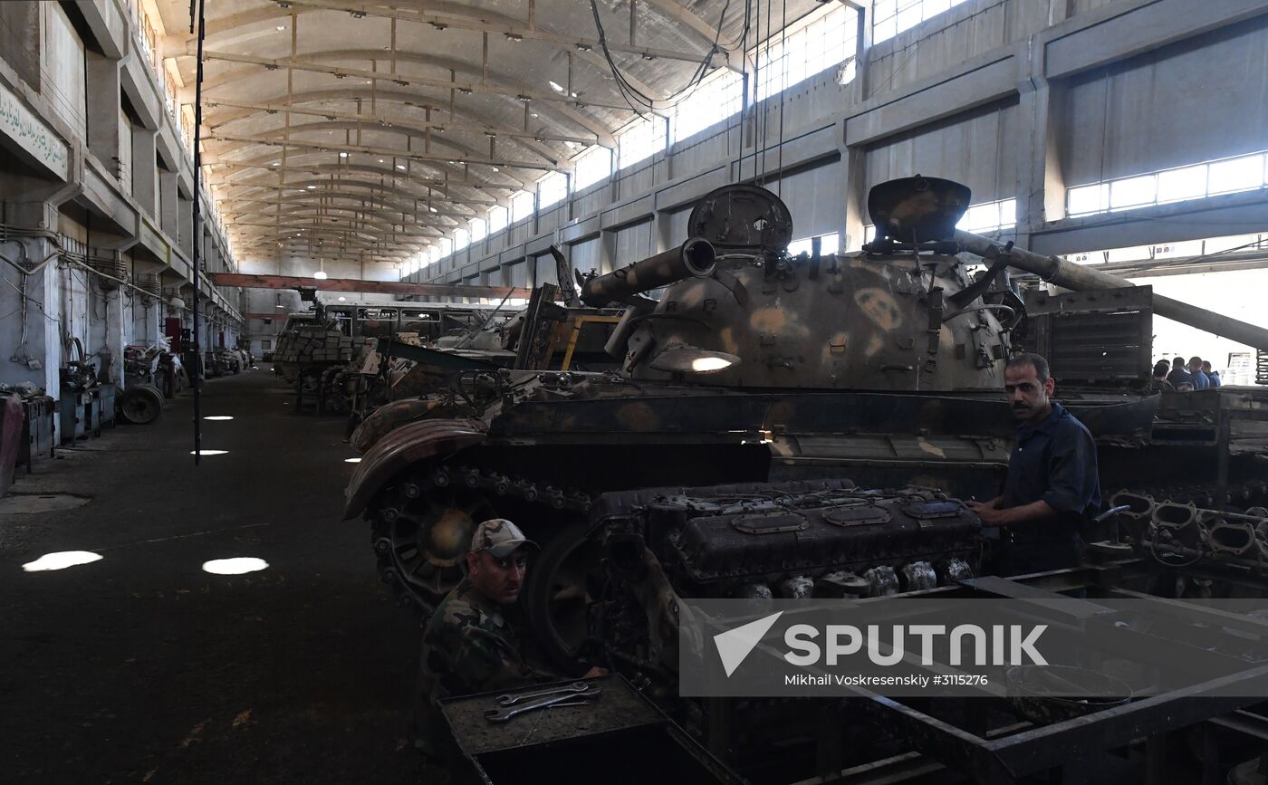 A plant for repairing and rebuilding armored vehicles in Damascus
