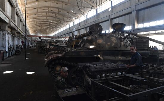 A plant for repairing and rebuilding armored vehicles in Damascus