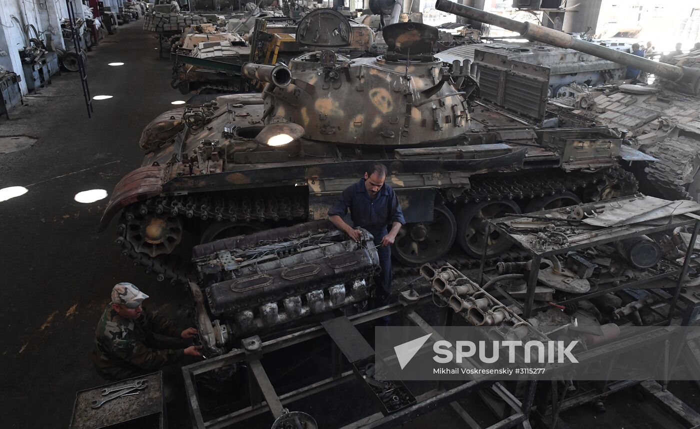 A plant for repairing and rebuilding armored vehicles in Damascus