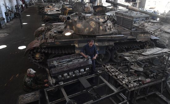 A plant for repairing and rebuilding armored vehicles in Damascus
