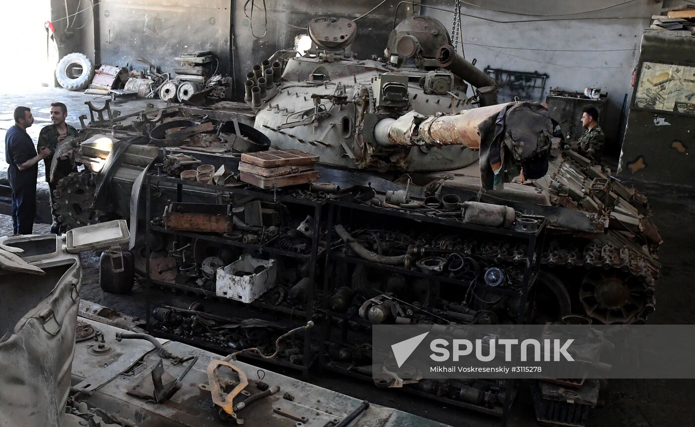 A plant for repairing and rebuilding armored vehicles in Damascus