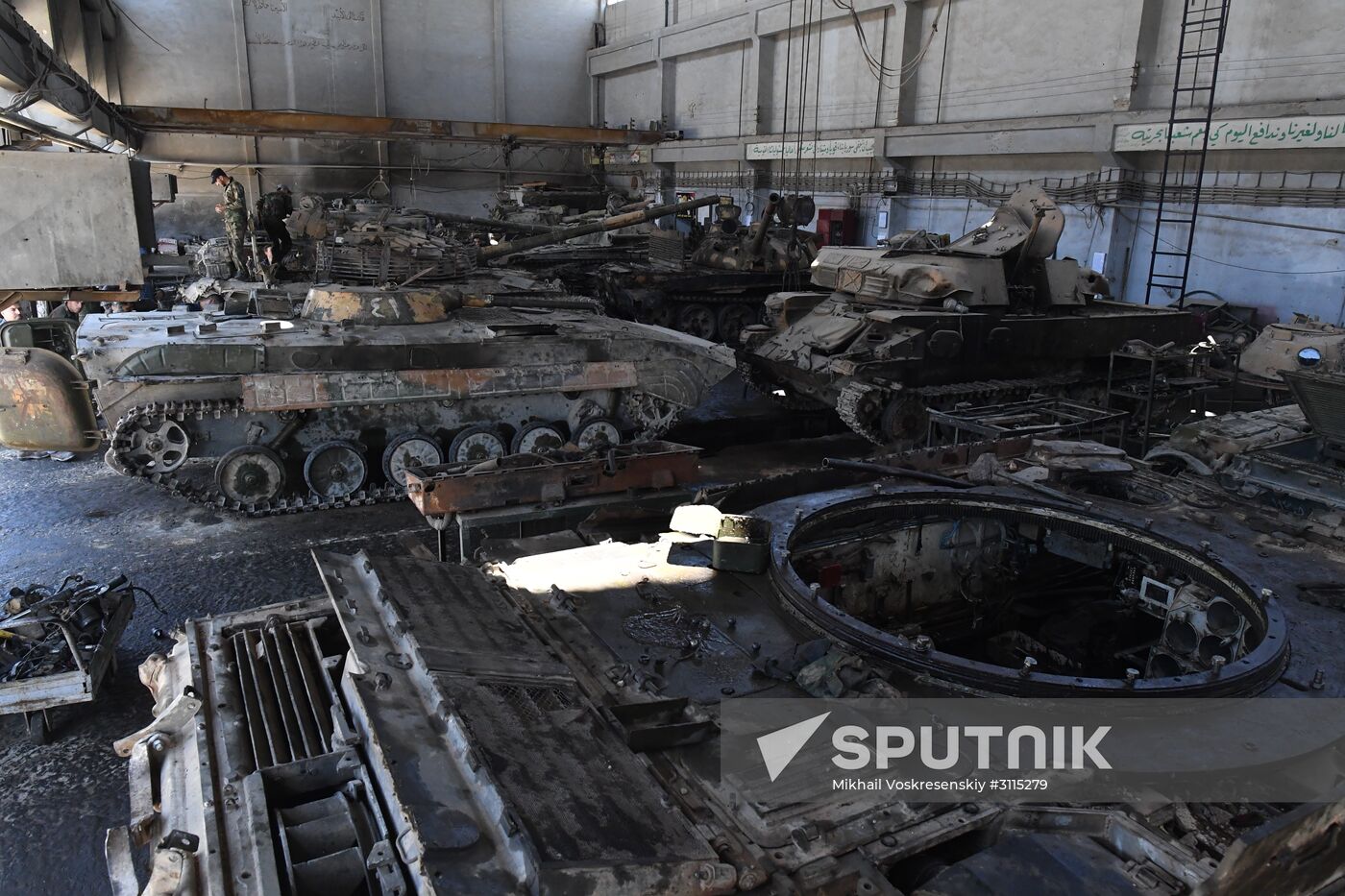 A plant for repairing and rebuilding armored vehicles in Damascus