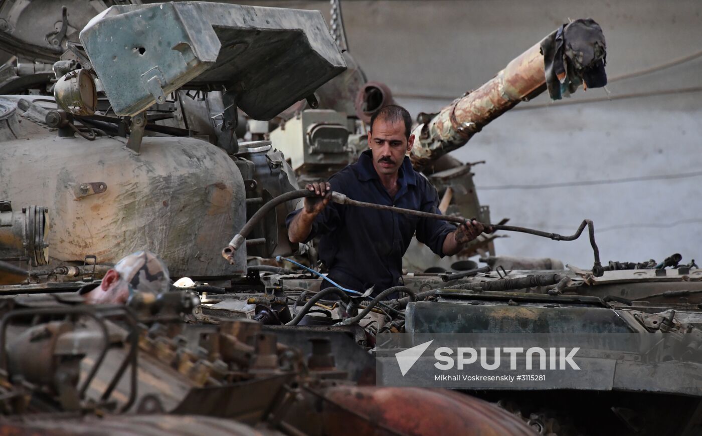 A plant for repairing and rebuilding armored vehicles in Damascus