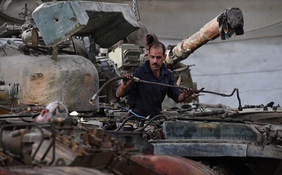A plant for repairing and rebuilding armored vehicles in Damascus
