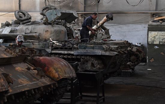 A plant for repairing and rebuilding armored vehicles in Damascus