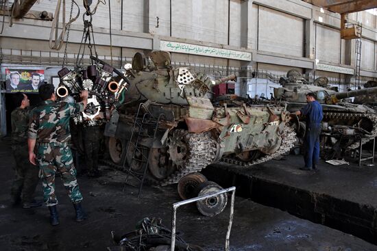 A plant for repairing and rebuilding armored vehicles in Damascus