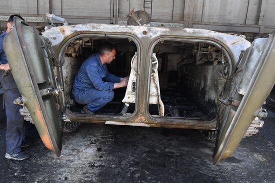 A plant for repairing and rebuilding armored vehicles in Damascus