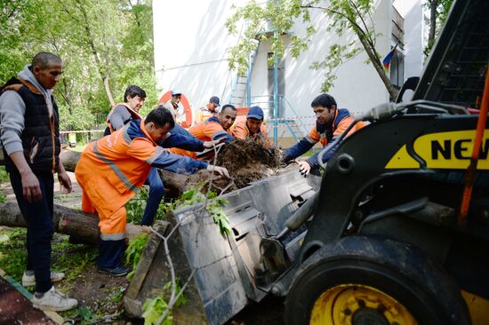 Cleanup operations after hurricane hits Moscow