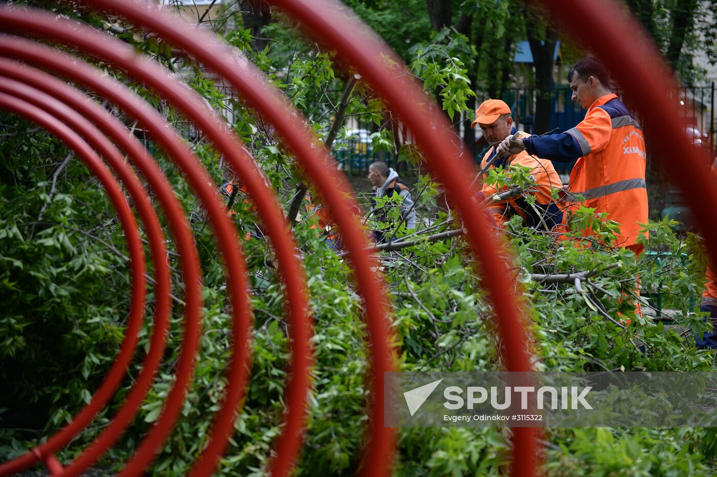 Cleanup operations after hurricane hits Moscow