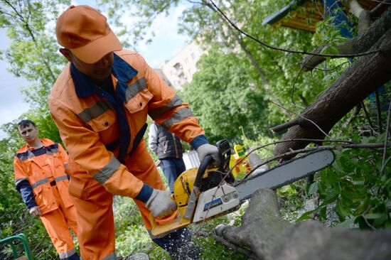 Cleanup operations after hurricane hits Moscow