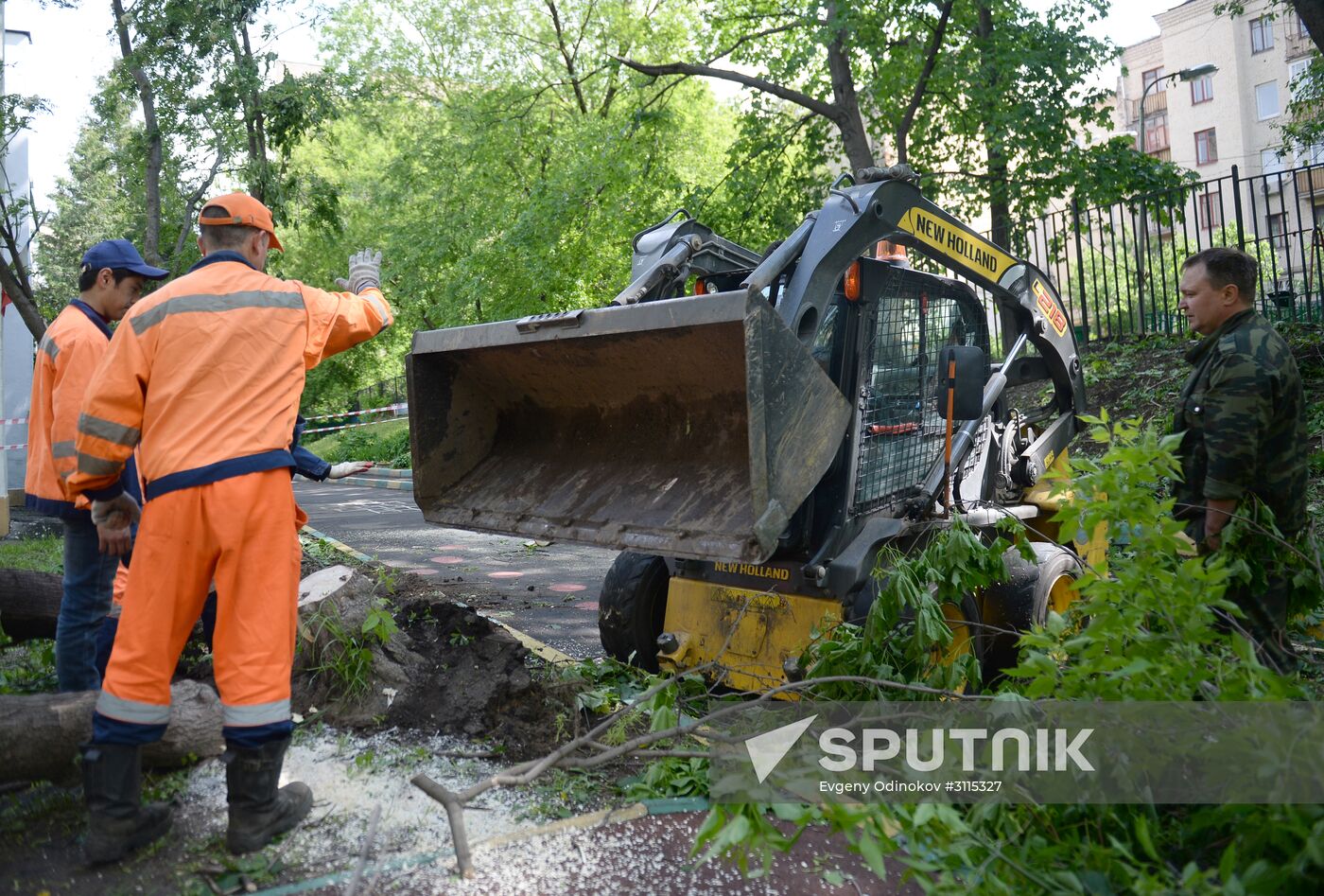 Cleanup operations after hurricane hits Moscow