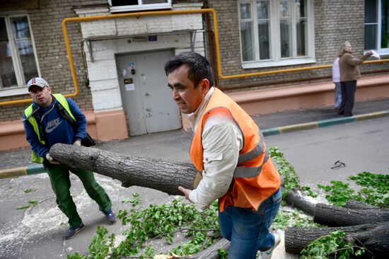 Cleanup operations after hurricane hits Moscow