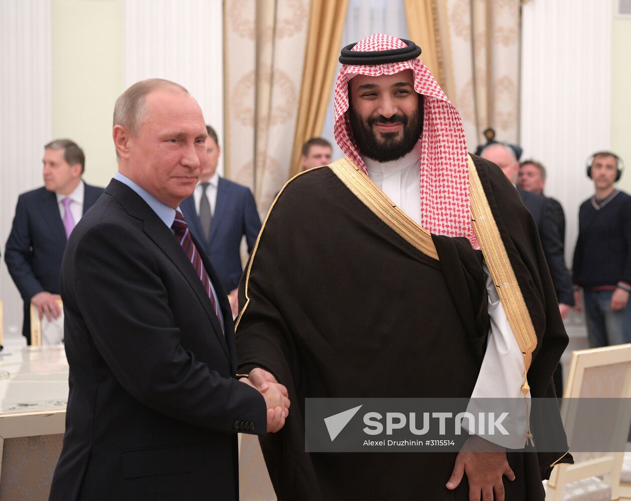 Russian President Vladimir Putin meets with Deputy Crown Prince of Saudi Arabia Mohammad bin Salman Al Saud