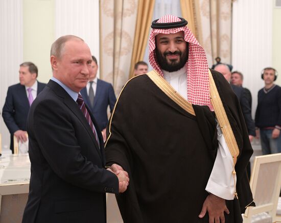 Russian President Vladimir Putin meets with Deputy Crown Prince of Saudi Arabia Mohammad bin Salman Al Saud