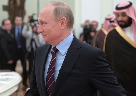 Russian President Vladimir Putin meets with Deputy Crown Prince of Saudi Arabia Mohammad bin Salman Al Saud