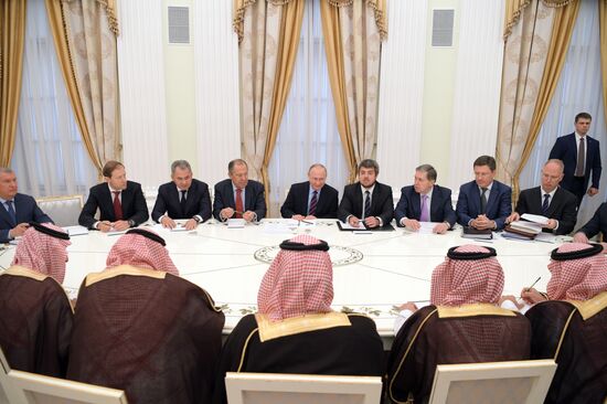 Russian President Vladimir Putin meets with Deputy Crown Prince of Saudi Arabia Mohammad bin Salman Al Saud