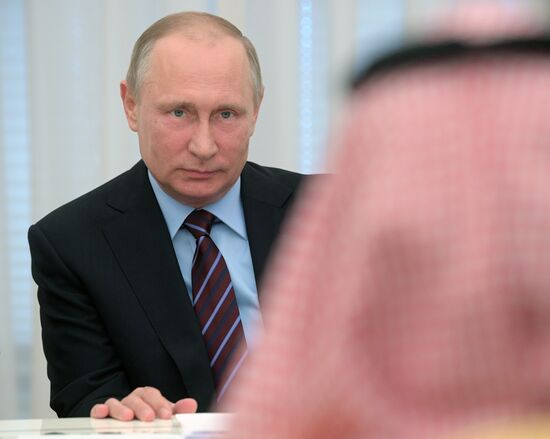 Russian President Vladimir Putin meets with Deputy Crown Prince of Saudi Arabia Mohammad bin Salman Al Saud