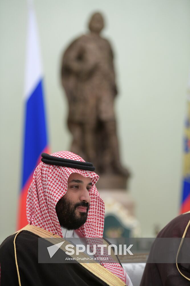 Russian President Vladimir Putin meets with Deputy Crown Prince of Saudi Arabia Mohammad bin Salman Al Saud