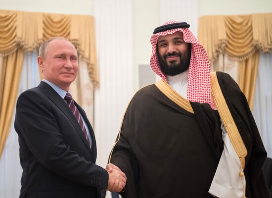 Russian President Vladimir Putin meets with Deputy Crown Prince of Saudi Arabia Mohammad bin Salman Al Saud