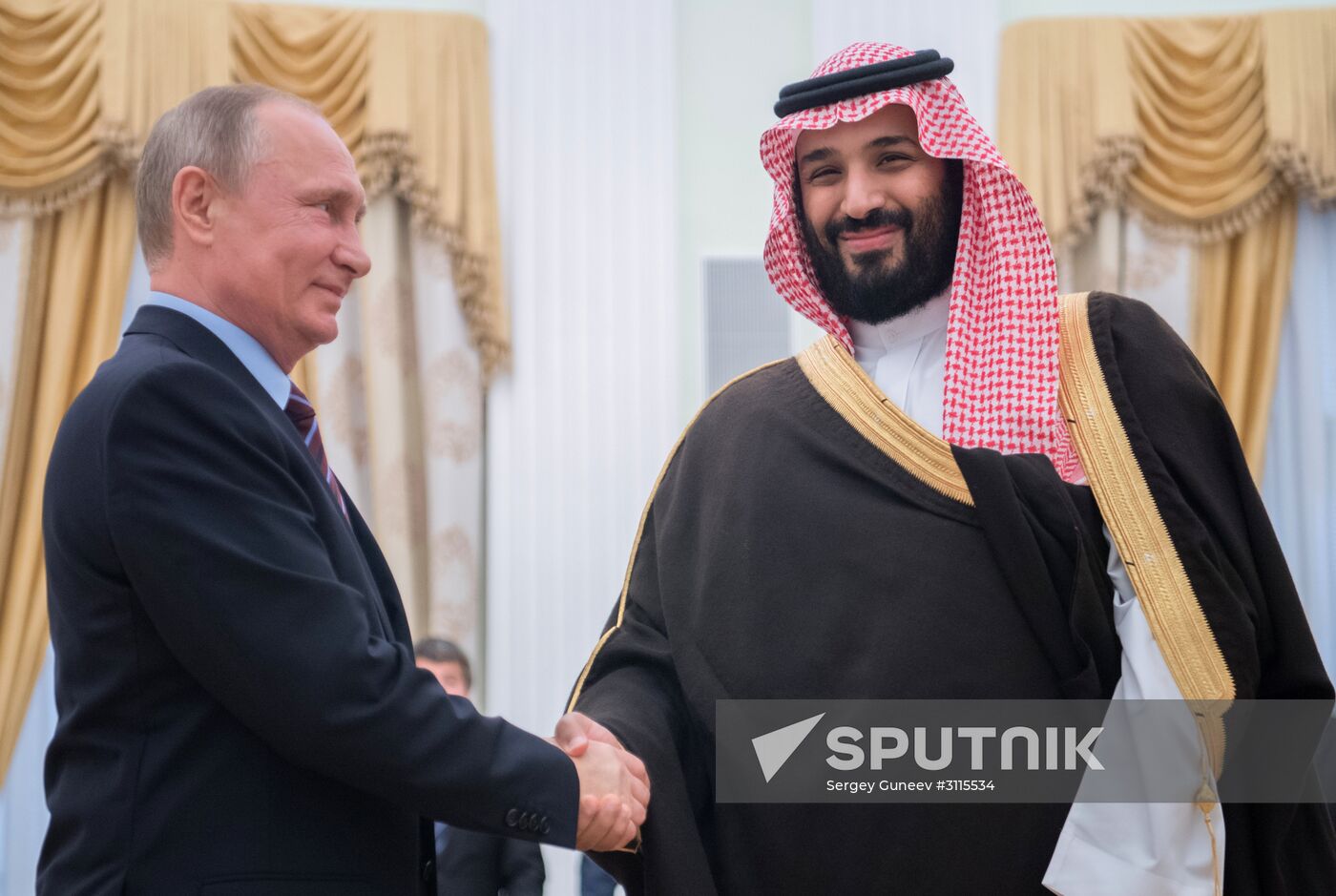 Russian President Vladimir Putin meets with Deputy Crown Prince of Saudi Arabia Mohammad bin Salman Al Saud