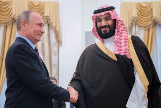 Russian President Vladimir Putin meets with Deputy Crown Prince of Saudi Arabia Mohammad bin Salman Al Saud
