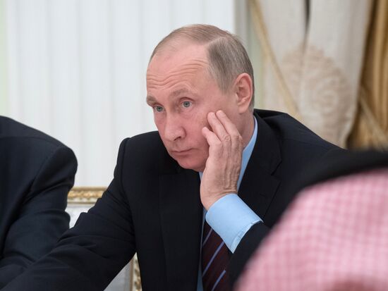 Russian President Vladimir Putin meets with Deputy Crown Prince of Saudi Arabia Mohammad bin Salman Al Saud