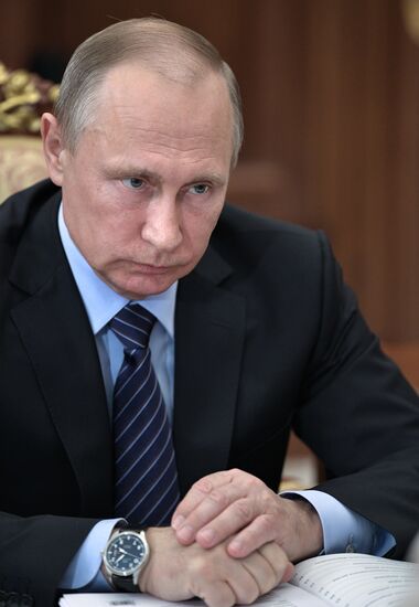 President Vladimir Putin meets with Children's Rights Commissioner Anna Kuznetsova