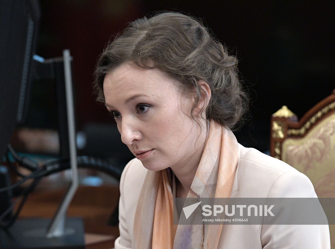 President Vladimir Putin meets with Children's Rights Commissioner Anna Kuznetsova