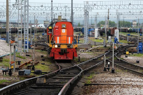Far Eastern Railways freight yard in Khabarovsk