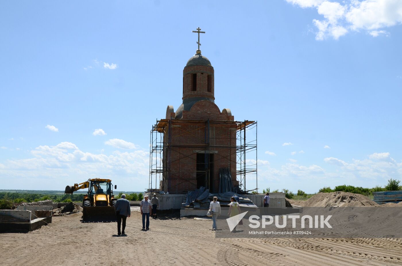 Chapel under construction on Saur-Mogila, Donetsk region
