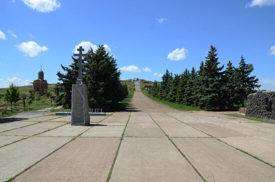 Chapel under construction on Saur-Mogila, Donetsk region