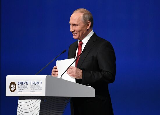 President Vladimir Putin attends 2017 St. Petersburg International Economic Forum. Day Two