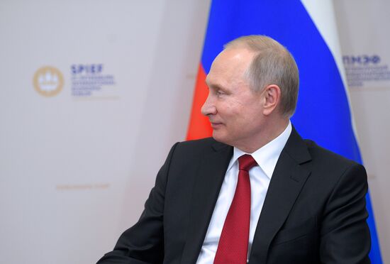 President Vladimir Putin attends 2017 St. Petersburg International Economic Forum. Day Two