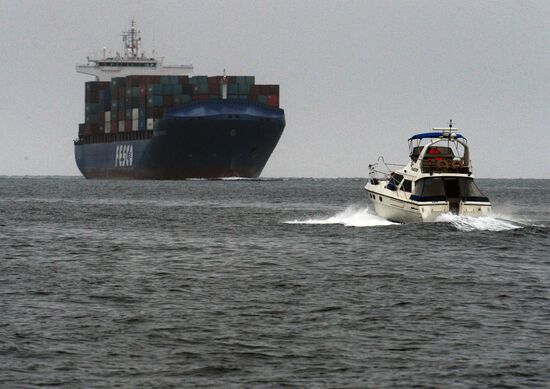 Fesco Diomid container ship arrives in port of Vladivostok