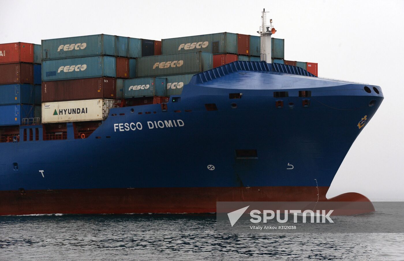 Fesco Diomid container ship arrives in port of Vladivostok