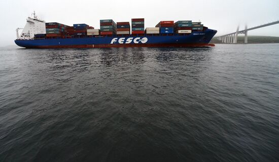 Fesco Diomid container ship arrives in port of Vladivostok