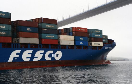 Fesco Diomid container ship arrives in port of Vladivostok