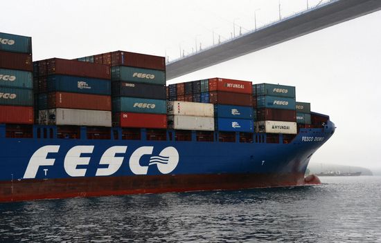 Fesco Diomid container ship arrives in port of Vladivostok