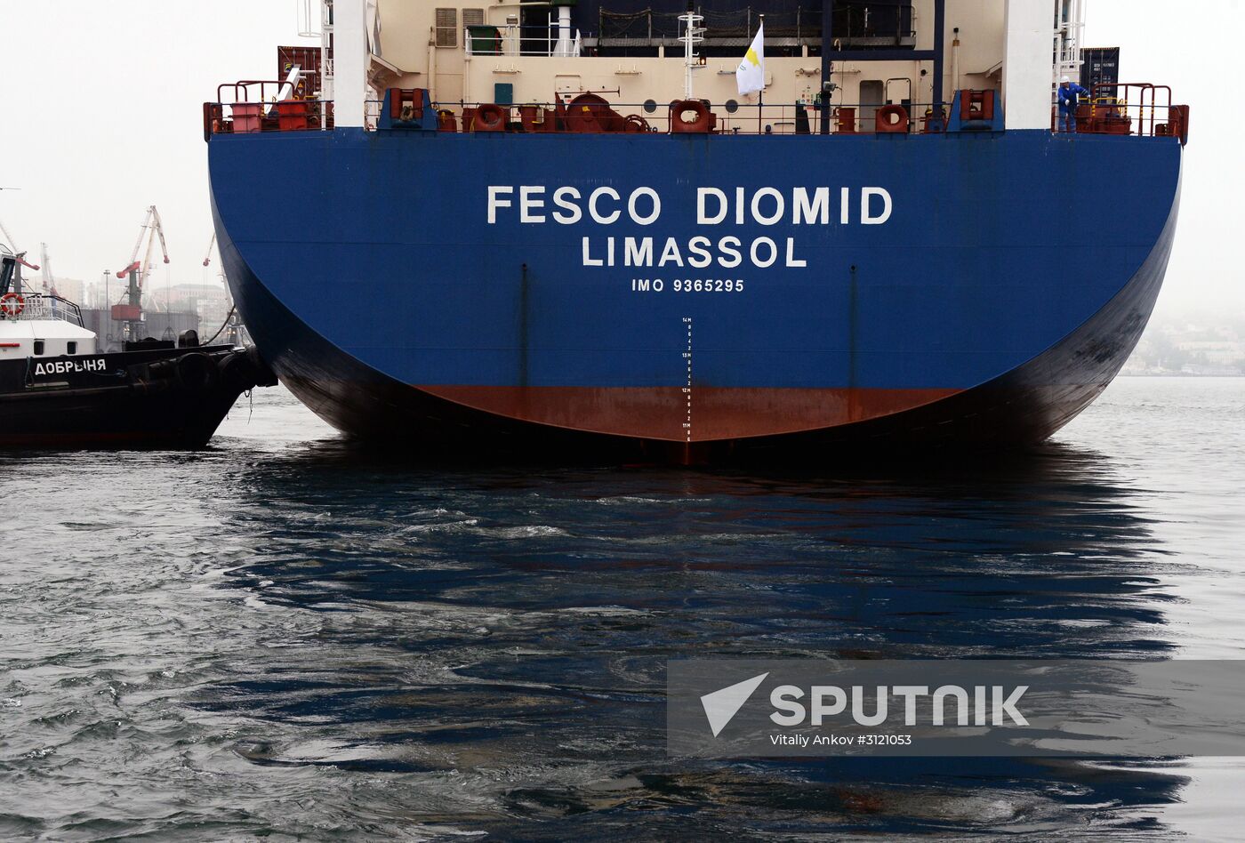Fesco Diomid container ship arrives in port of Vladivostok