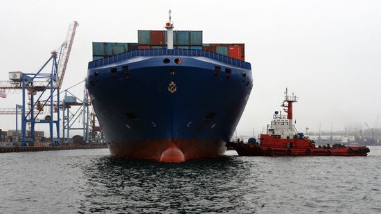 Fesco Diomid container ship arrives in port of Vladivostok