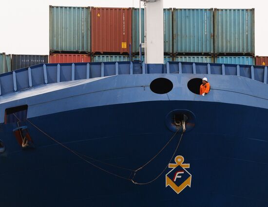 Fesco Diomid container ship arrives in port of Vladivostok