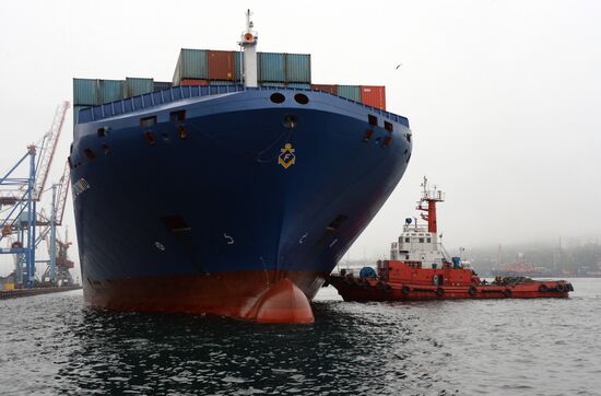 Fesco Diomid container ship arrives in port of Vladivostok