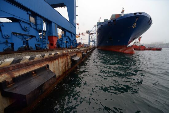 Fesco Diomid container ship arrives in port of Vladivostok