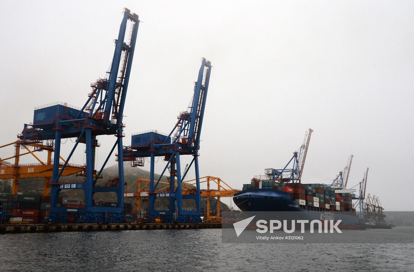 Fesco Diomid container ship arrives in port of Vladivostok