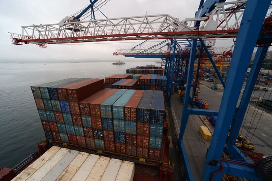Fesco Diomid container ship arrives in port of Vladivostok