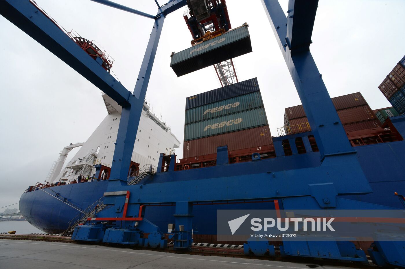 Fesco Diomid container ship arrives in port of Vladivostok