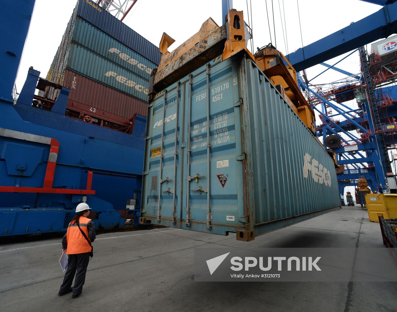 Fesco Diomid container ship arrives in port of Vladivostok