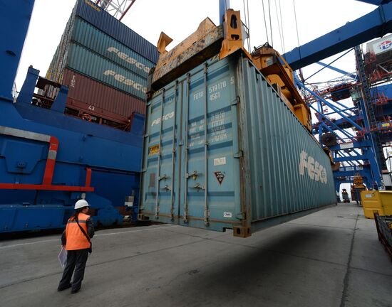 Fesco Diomid container ship arrives in port of Vladivostok