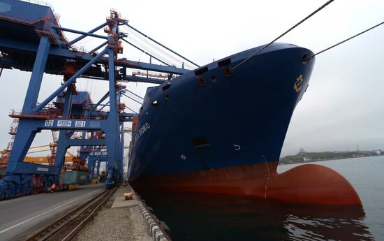 Fesco Diomid container ship arrives in port of Vladivostok