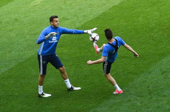 Russian national football team holds training session